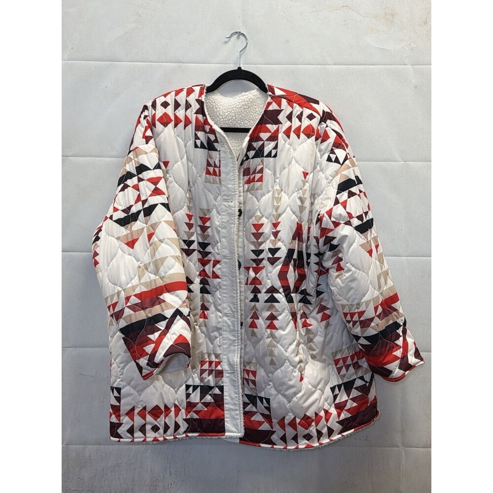 AQUA x Pendleton Quilted Jacket L Sherpa Lined Red Black Geometric Coat